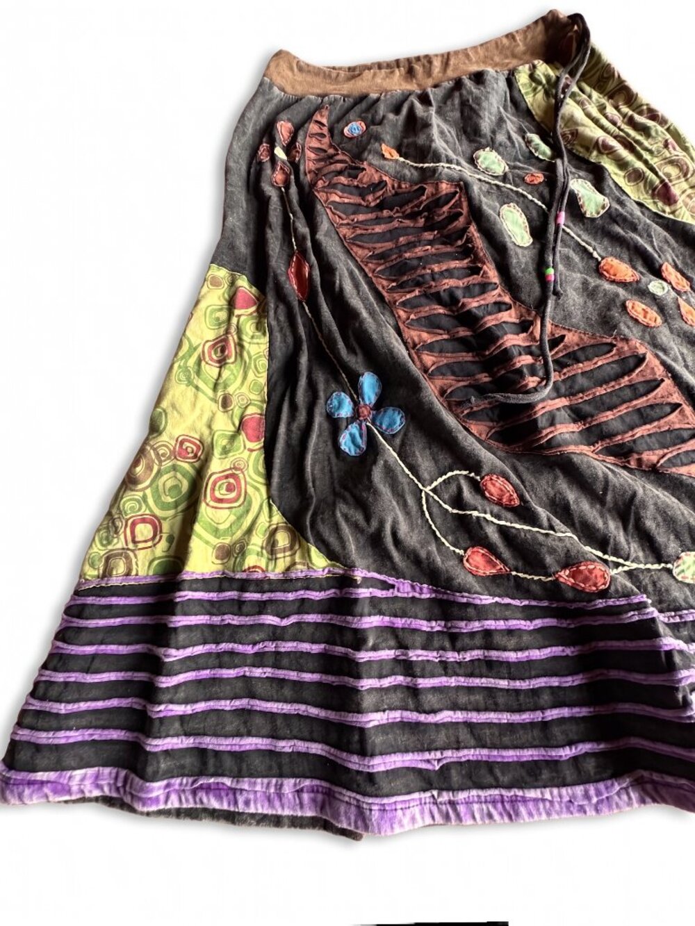 Rising International Boho Patchwork Midi Skirt - Size M/L